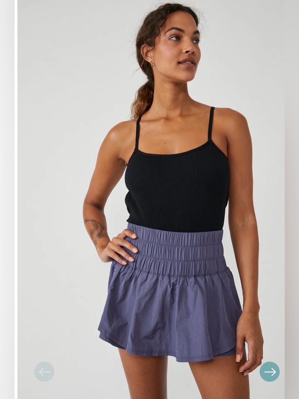 Free People Movement Way Home Skort Smocked Waist Athleisure Shorts Size M